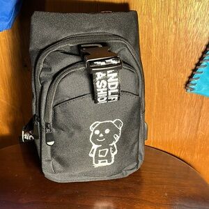 Black Crossbody Bag with Bear Design